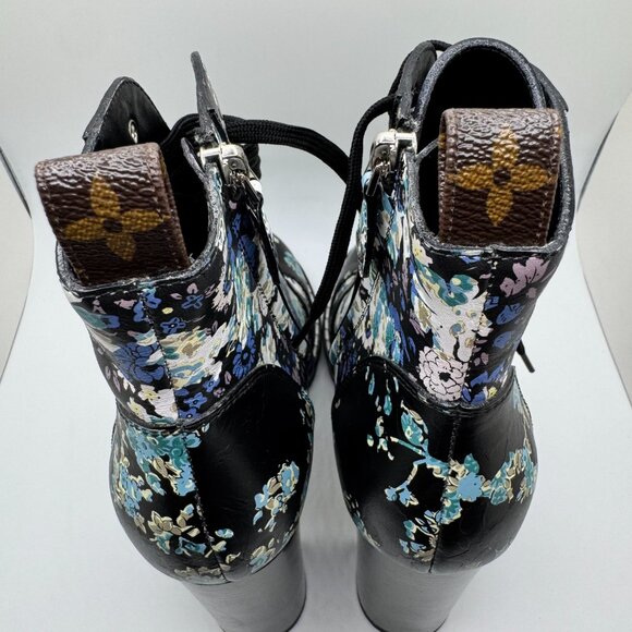 Louis Vuitton Star Trail Ankle Boots Calfskin Leather Floral Multicolor W EU 40 - Picture 4 of 12